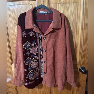 Savanna Jane Button Up Shirt / Shacket Embroidered 1X